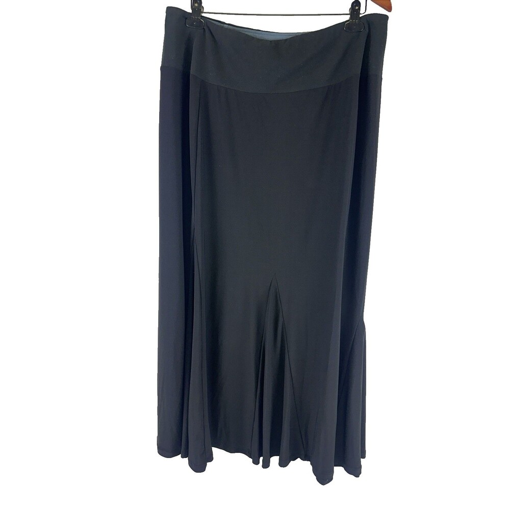 Women‎ With Control Renee Greenstein Black Maxi Skirt Flare Stretch Womens 1X